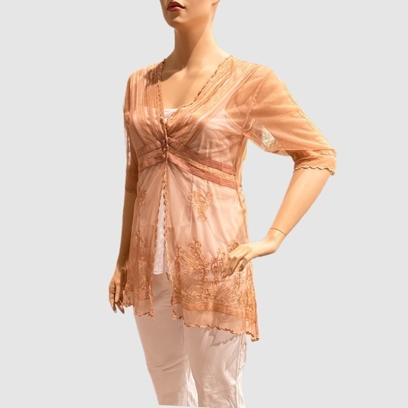 Nataya 2Pc Edwardian Tea Dress & Tunic Jacket Size XL Age of Love Ivory & Peach - Picture 9 of 16